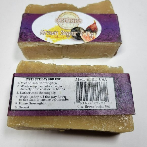 CHUBBS Pet Shampoo Soap Bar Lot of 2 Brown Sugar & Fig 4oz Organic Dog Cat - Picture 2 of 3